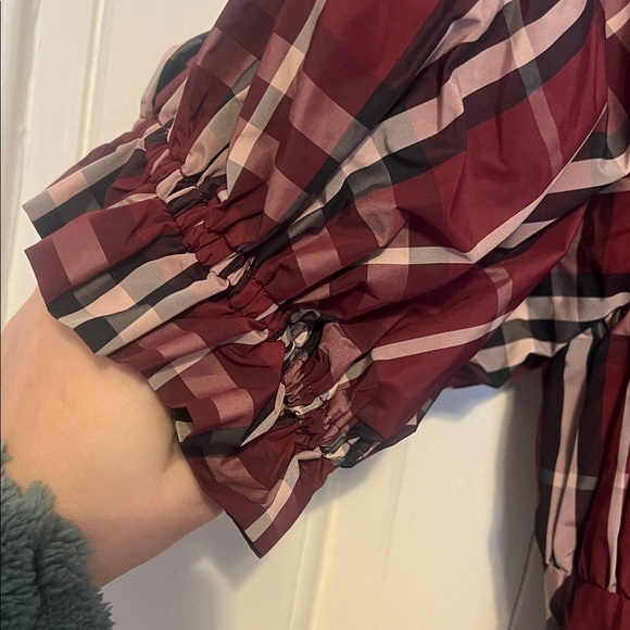 Anthropologie Maeve maroon plaid tartan burgundy mini dress size xs nwt - Picture 6 of 8